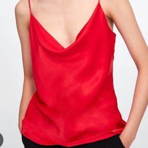 Zara Red Cowl Neck Top